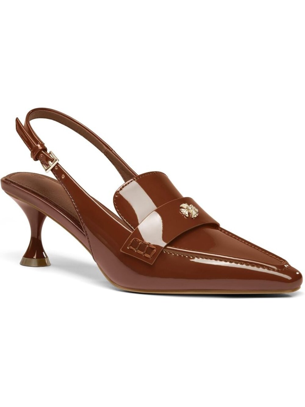 Women's Dark Brown Faux Leather Pointed Toe Sandals Kitten Ankle Heel Shoes
